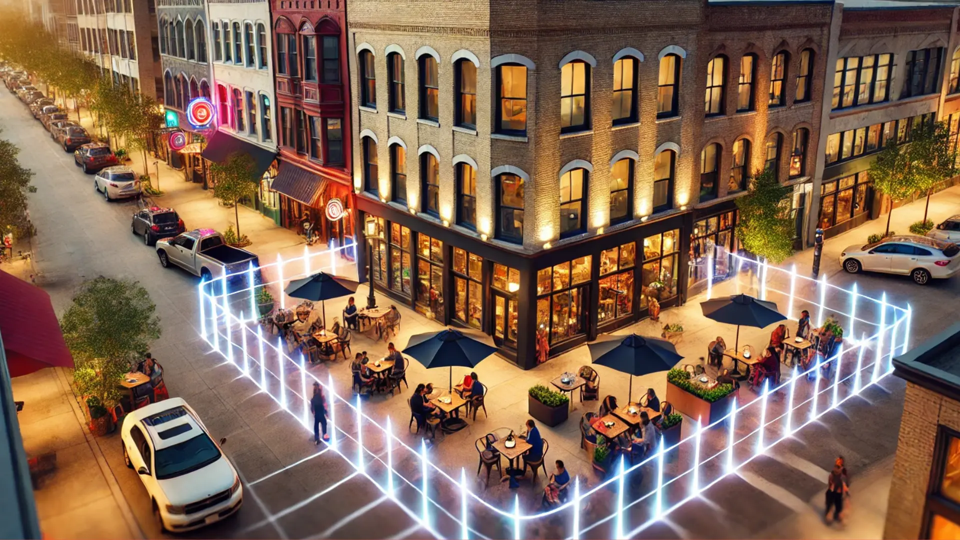 Retail geo-fencing illustration showing proximity targeting around retail locations