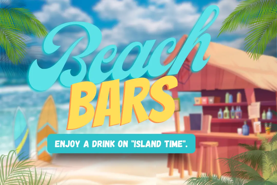 Beach bar happy hour specials promotion graphic