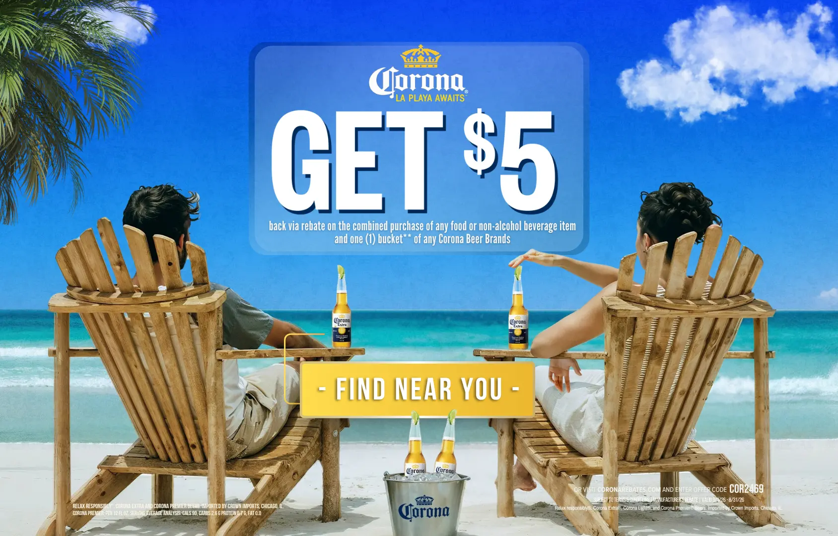 Corona beer bar rebate promotion graphic 2026