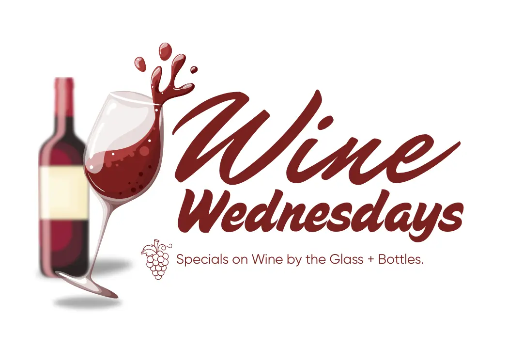 Wine Wednesday bar specials and drink promotions graphic